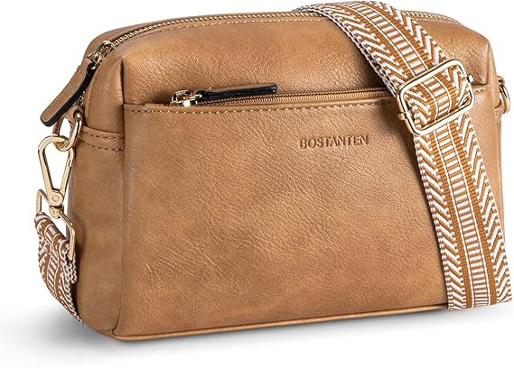 BOSTANTEN Small Crossbody Purse for Women Triple Zip Cell Phone Leather Handbag with Colored Shou... | Amazon (US)