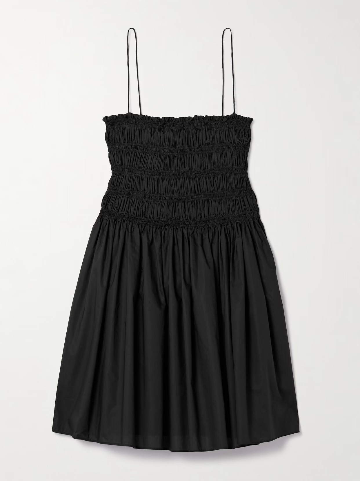 Matteau - Shirred Organic Cotton-poplin Mini Dress - Black | NET-A-PORTER (UK & EU)