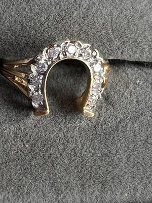 14k yellow gold diamond horseshoe ring Approx Size 6 | eBay US