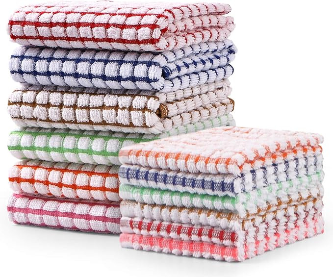 Kitchen Towels and Dishcloths Set, 16 x 25 12 12, Set of Bulk Cotton Dish for Washing Dishes Rags... | Amazon (US)