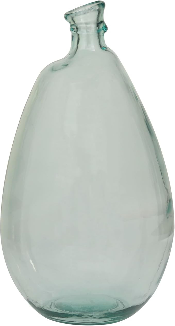 Deco 79 Recycled Glass Handmade Curved Spanish Bottleneck Vase, 10" x 10" x 18", Blue | Amazon (US)