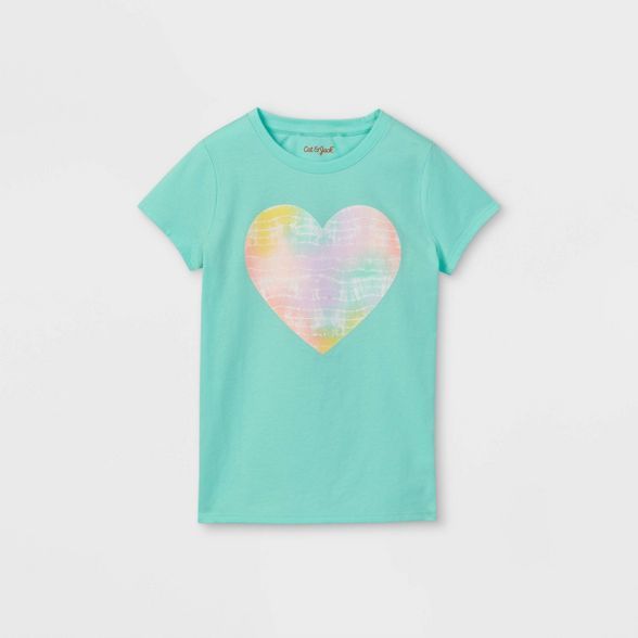 Girls' Tie-Dye Heart Graphic Short Sleeve T-Shirt - Cat & Jack™ Mint | Target