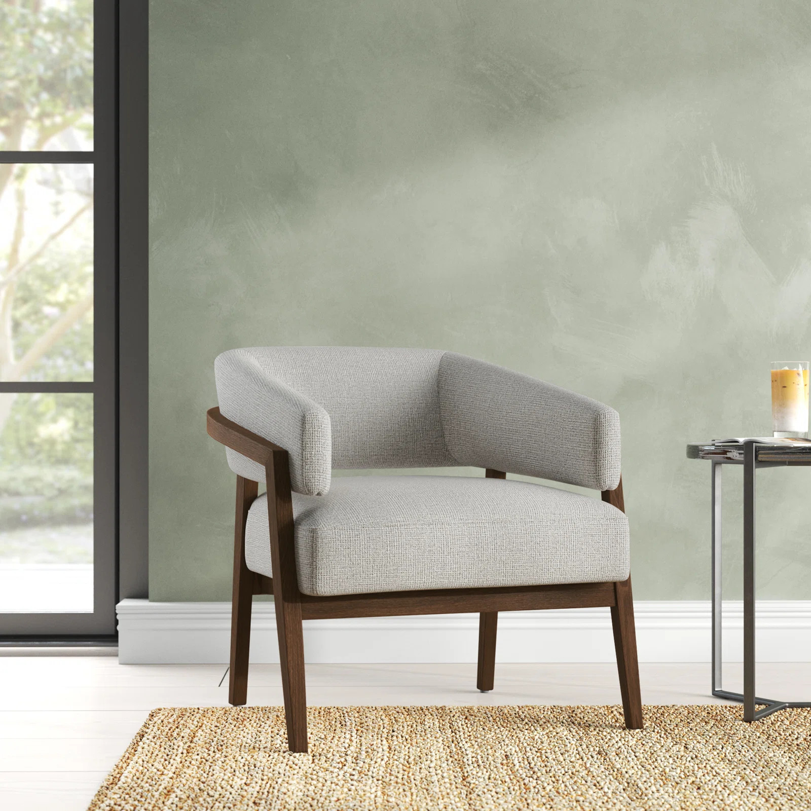 Maudette Wide Tufted Linen Armchair | Birch Lane