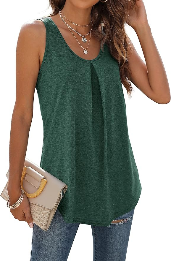WIHOLL Tank Tops for Women Loose Fit Summer Tops V Neck Sleeveless Tanks Trendy | Amazon (US)