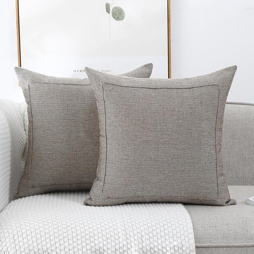Jepeak Burlap Linen Throw Pillow Covers Cushion Cases, Pack of 2 Farmhouse Modern Decorative Solid S | Amazon (US)