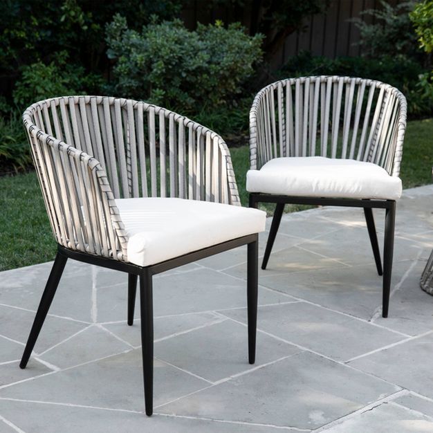 Millani 2pk Outdoor Patio Accent Chairs White/Black - Aiden Lane | Target
