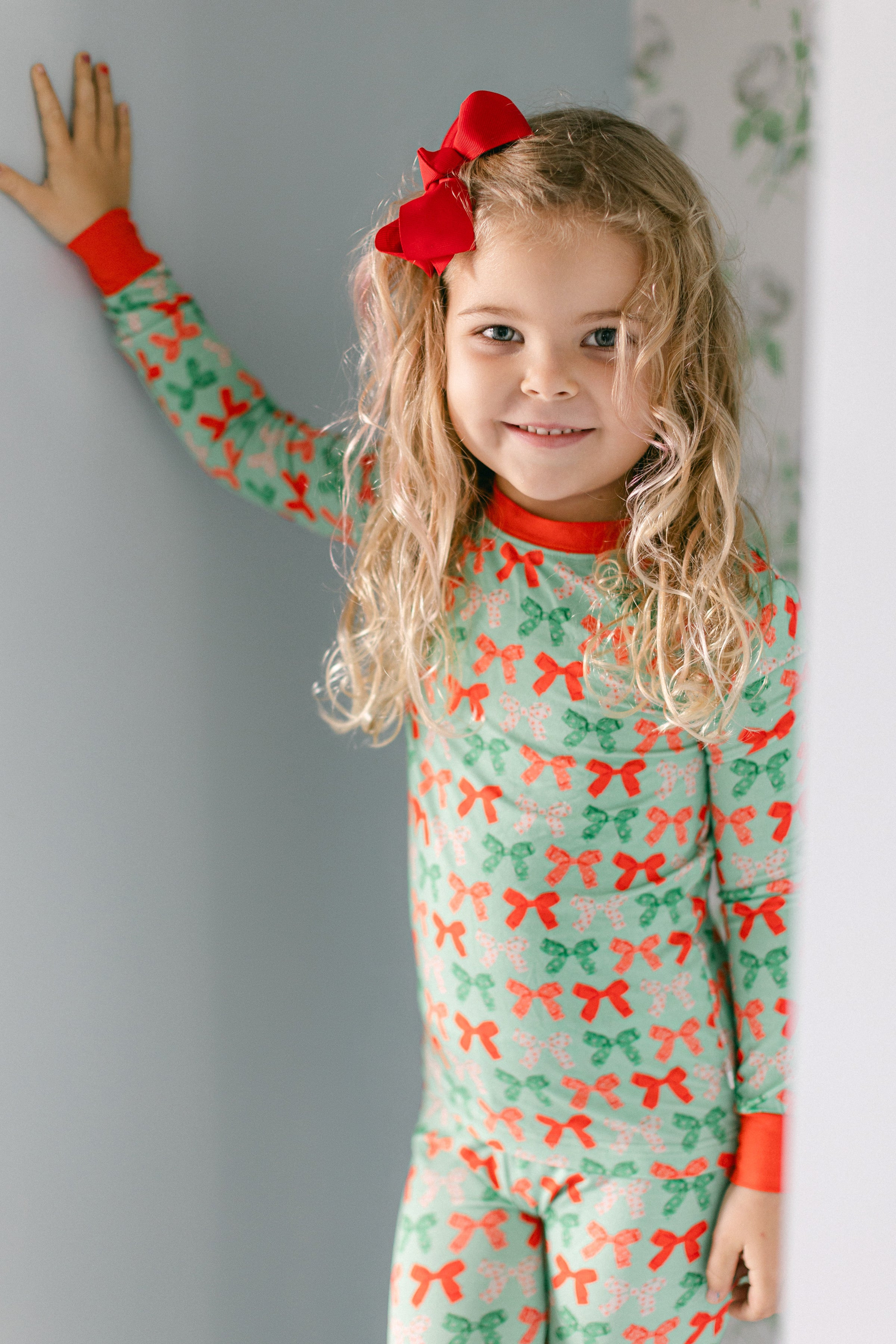 Christmas Bows Premium PJ Set | Poppy Kids Co