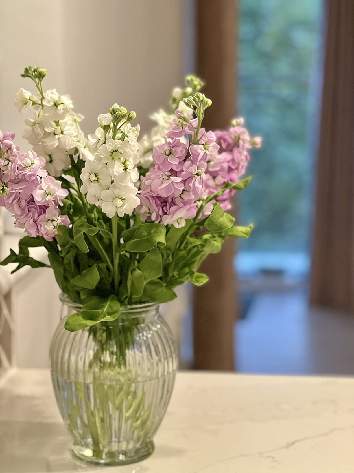 Ribbed Glass Vase for Flowers - Clear Vase 18cm - Glass Vase for Roses, Bud, Daffodils, Peony or ... | Amazon (UK)