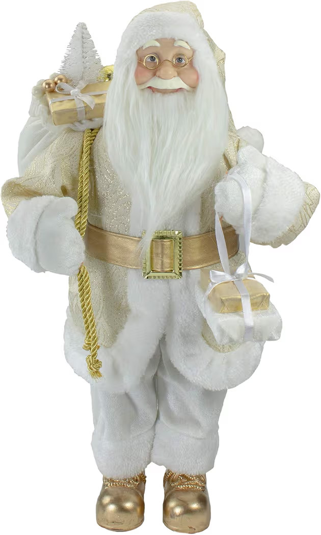Northlight 18" Gold and White Standing Santa Christmas Figure with Presents | Amazon (US)