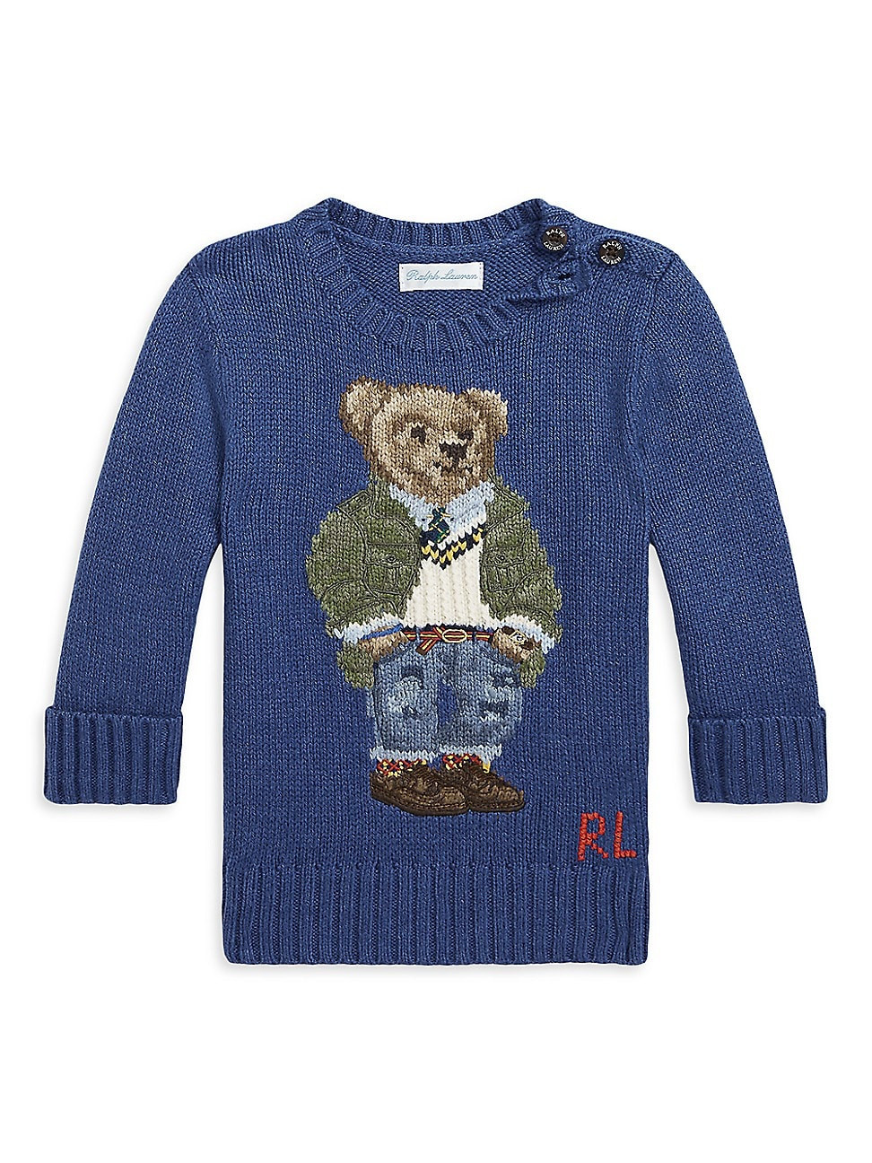 Baby Boy's Knit Polo Bear Sweater - Beach Royal - Size 6 Months | Saks Fifth Avenue