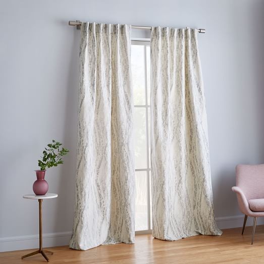 Bark Texture Shine Jacquard Curtain - Platinum | West Elm (US)