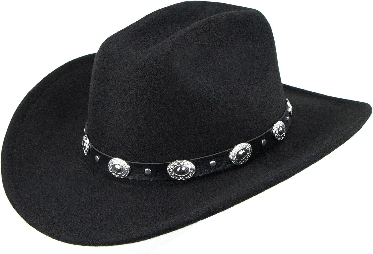 Classic Western-Cowboy-Hat Men Womens Wide Brim Cowgirl Hats Felt Fedora hat (S-M) | Amazon (US)