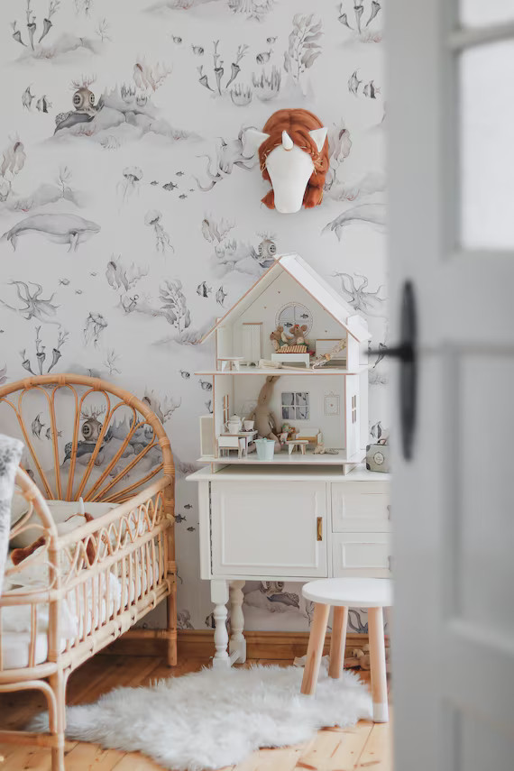 Wooden Dollhouse With Furnitures / Modern Dollhouse | Etsy | Etsy (US)