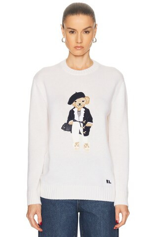 Ralph Lauren Collection Bear Sweater in Cream | FWRD 