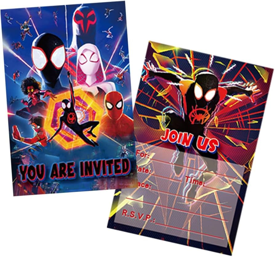 20 Pcs Miles Morales Birthday Decorations Spider-Verse Party Favor Invitations Cards for Black Spider Party Supplies | Amazon (US)