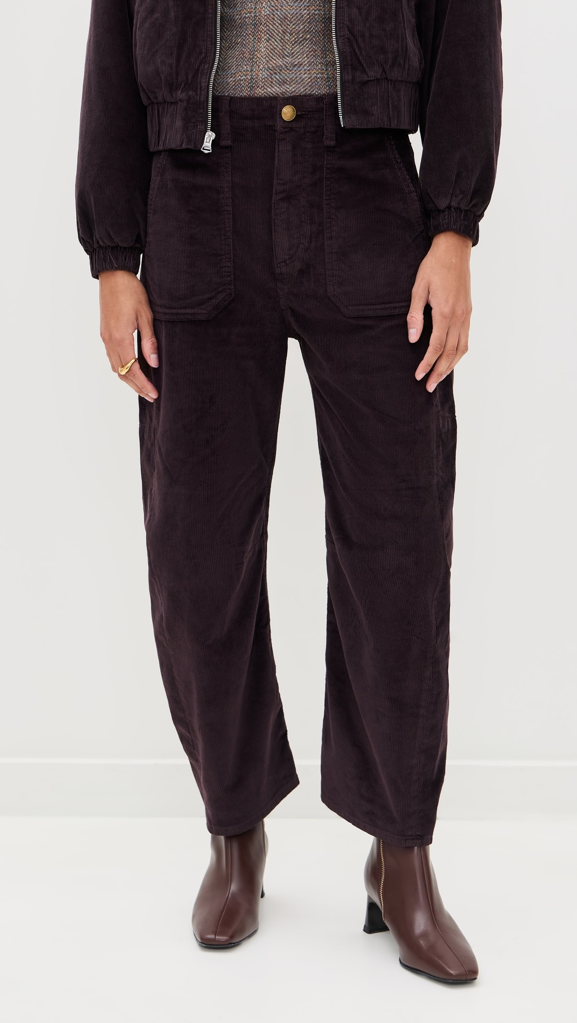 Charlie High Rise Ankle Barrel Corduroy Pants | Shopbop