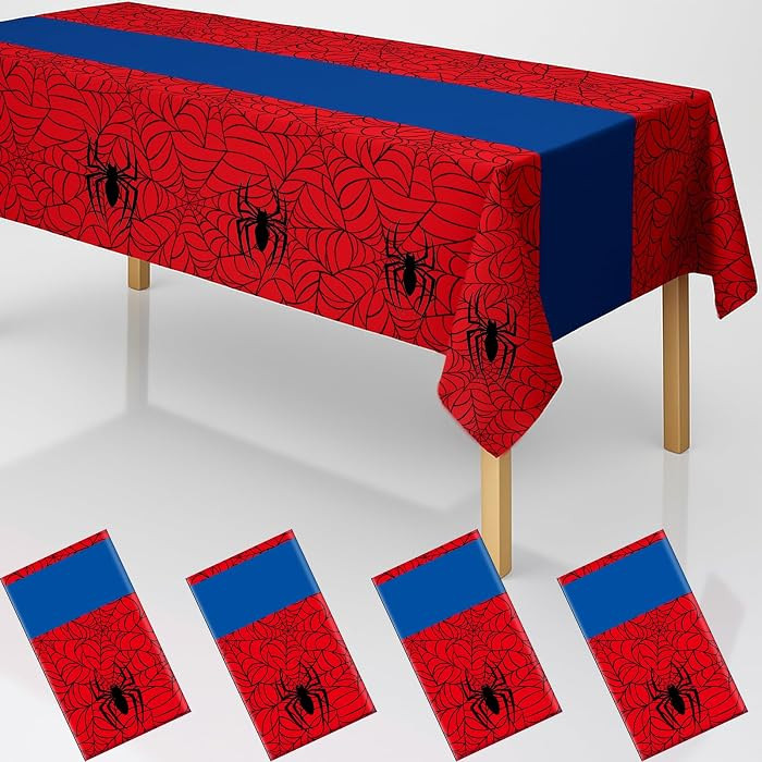 4Pcs 2in1 Spider Birthday Party Decorations Tablecloth, 54" x 108" Super Hero Table Cloth Disposa... | Amazon (US)