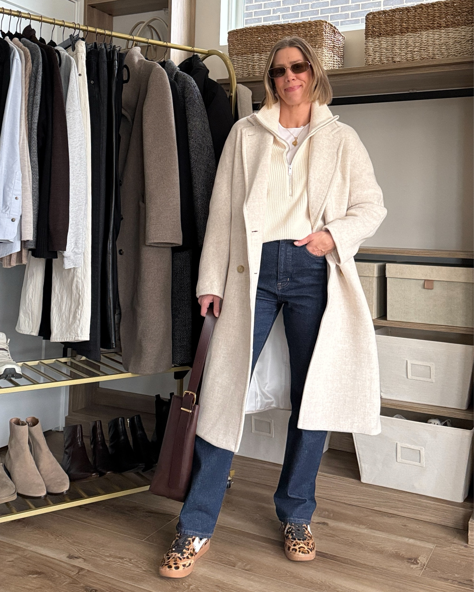 Wearing 26/regular jeans, small long sleeve, small half zip sweater, XS wool coat, sneakers tts

#LTKFindsUnder50 #LTKSaleAlert #LTKFindsUnder100