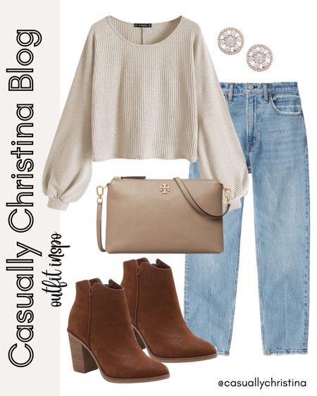 Fall outfit idea to try out! Amazon cropped sweater top, Abercrombie mom jeans, Tory Burch crossbody bag, affordable Nordstrom earrings, and brown booties✨

#ltkshoecrush fall outfit idea, lookbook, outfit inspo, fall style, amazon fashion, everyday look, winter outfit idea, style trends, brown boots, dsw, casual style, neutral outfit

#LTKSeasonal #LTKitbag #LTKstyletip