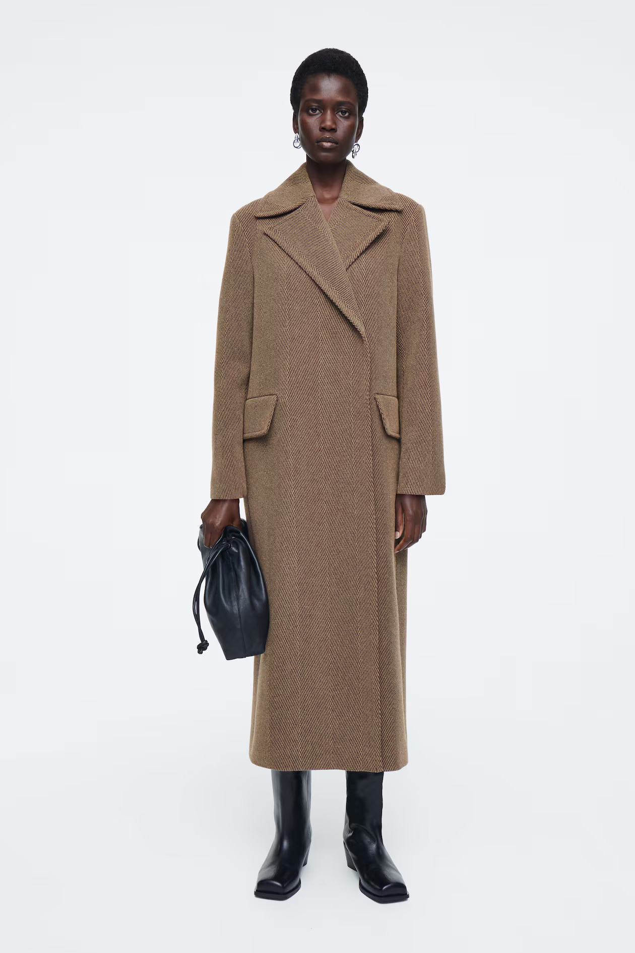 TAILORED HERRINGBONE WOOL COAT - BROWN | COS (AU)