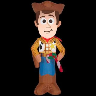 Disney 3.5 ft. Pre-Lit Inflatable Airblown Woody with Candy Cane G-115169 - The Home Depot | The Home Depot