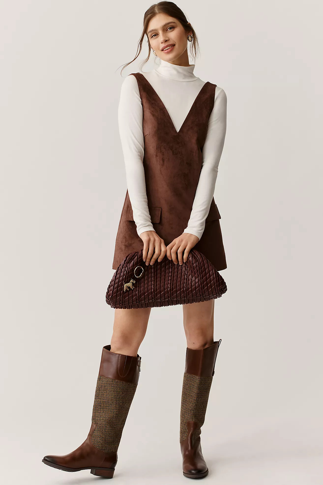 Mare Mare Faux-Suede Sleeveless V-Neck Romper | Anthropologie (US)