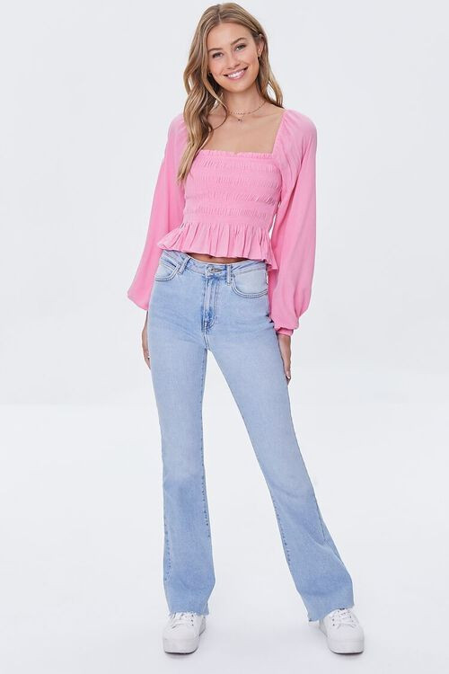 Smocked Peasant-Sleeve Top | Forever 21 | Forever 21 (US)