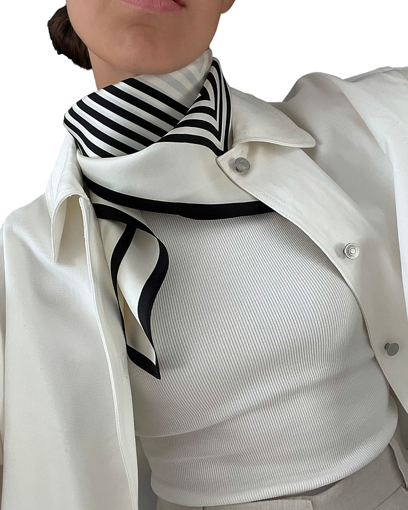 lescarf Striped Cream Silk Scarf | Bloomingdale's (US)