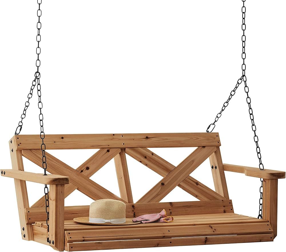 Backyard Discovery Durable Cedar Farmhouse Outdoor Porch Swing with Chain, Water Resistant, Porch... | Amazon (US)