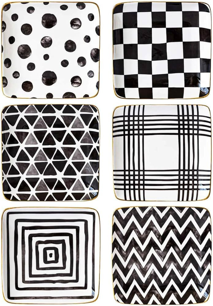 Over and Back Appetizer Plates 6 Pack, Black | Amazon (US)