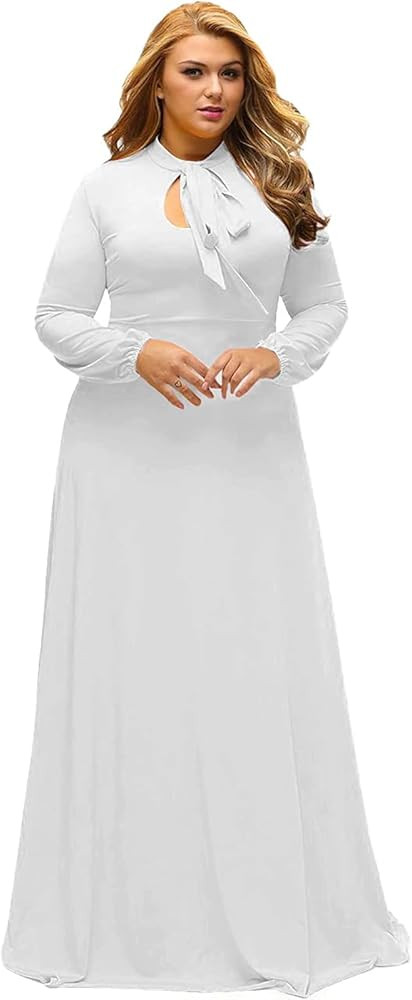 LALAGEN Women's Vintage Long Sleeve Plus Size Evening Party Maxi Dress Gown | Amazon (US)