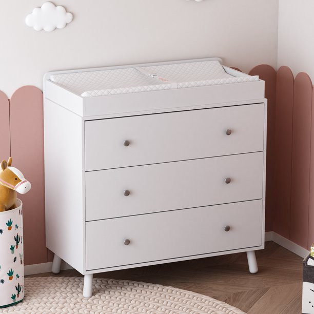 3 Drawer Changing Table and Storage Dresser with Open storage compartment and Removable Pad, Baby... | Walmart (US)