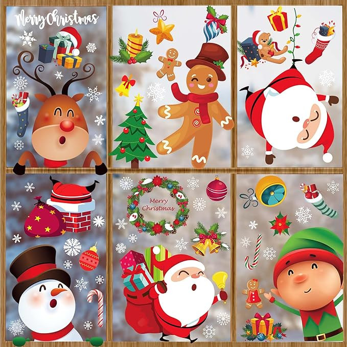 Joy Bang Christmas Decoartions, Christmas Window Clings Xmas Window Stickers Santa Claus Reindeer... | Amazon (US)