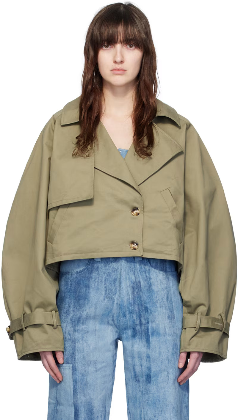 Khaki Cropped Jacket | SSENSE