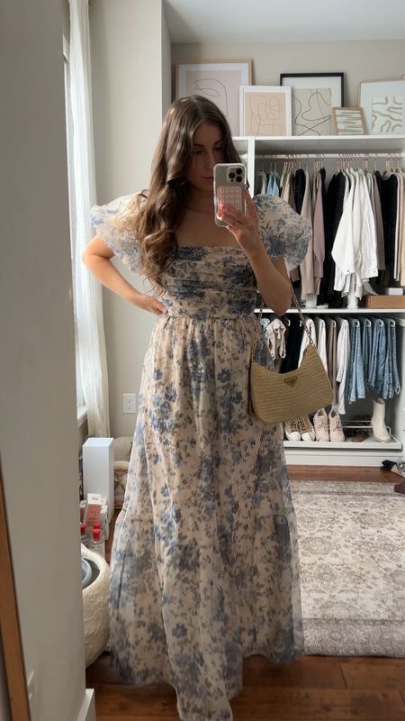 This puff sleeve maxi dress feels like a princess dress! Perfect as a spring or summer wedding guest dress, bridal shower dress, or baby shower dress! 

#LTKstyletip