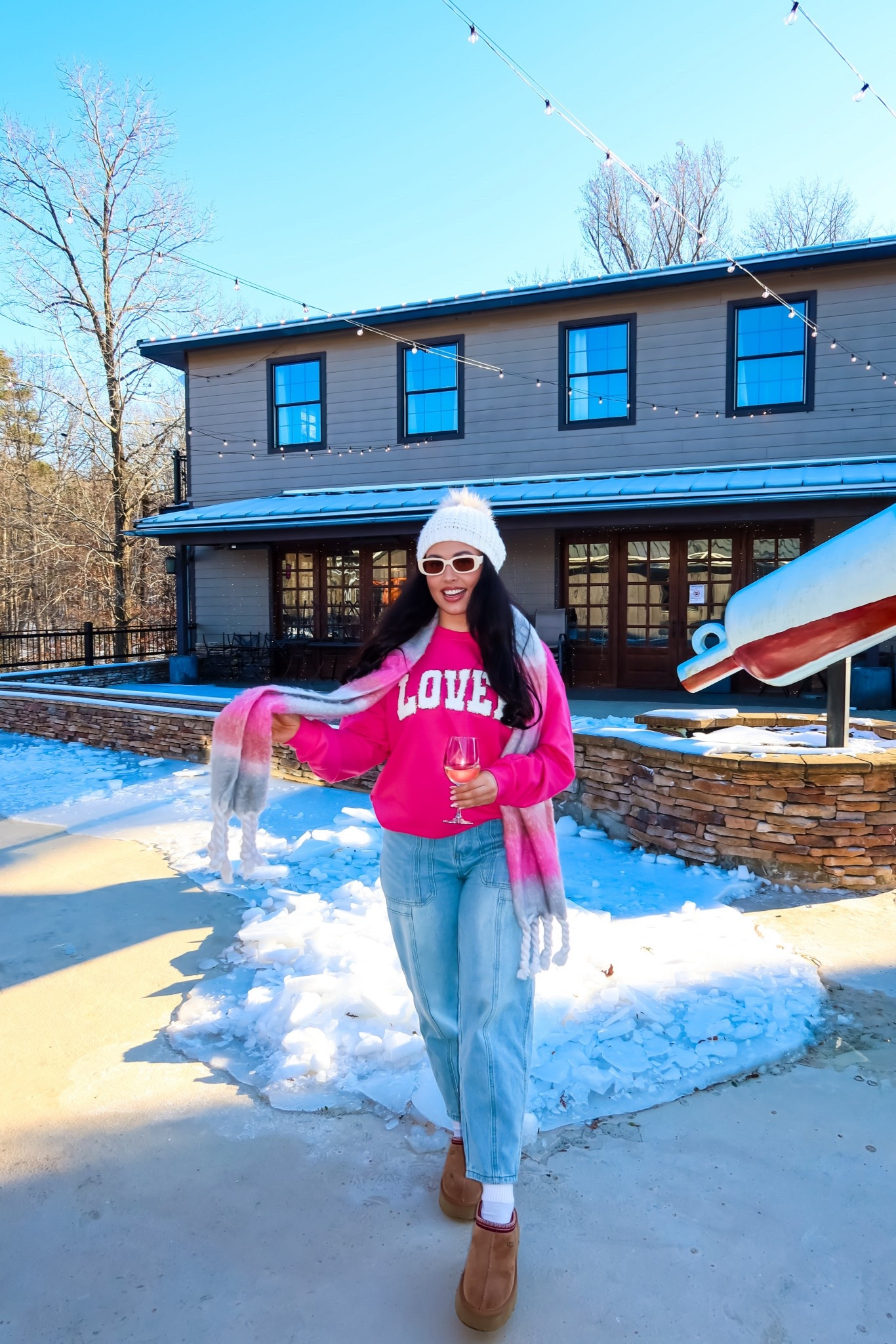 The best Amazon stretchy denim (small), under $30 Amazon lover sweatshirt, Ugg tazz slippers, under $10 white fur beanie and under $10 plaid scarf — a perfect Valentine’s Day causal look! #founditonamazon

#LTKValentine #LTKootd #LTKSaleAlert