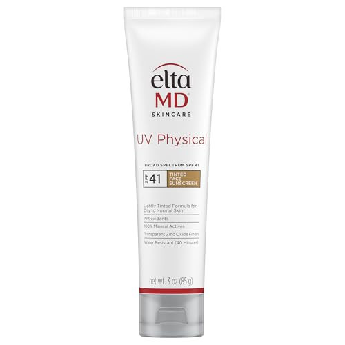 EltaMD UV Physical Tinted Mineral Sunscreen for Face SPF 41, 100% Mineral Actives Tinted Face Lotion, Water Resistant, Paraben-Free, Transparent Zinc Oxide Finish, Facial Travel Size Sunscreen 3 oz | Amazon (US)