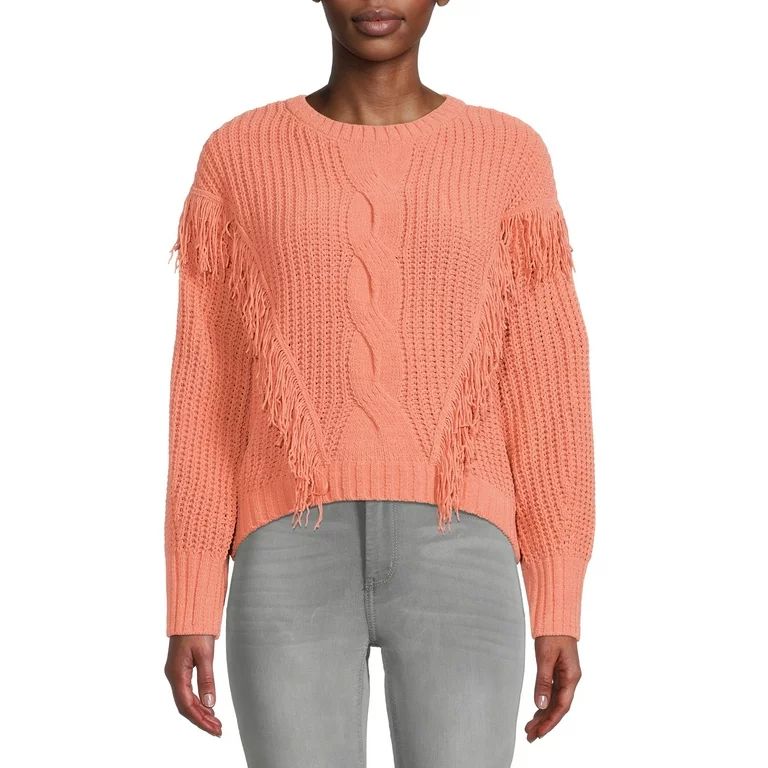 No Boundaries Juniors' Chenille Fringe Sweater | Walmart (US)