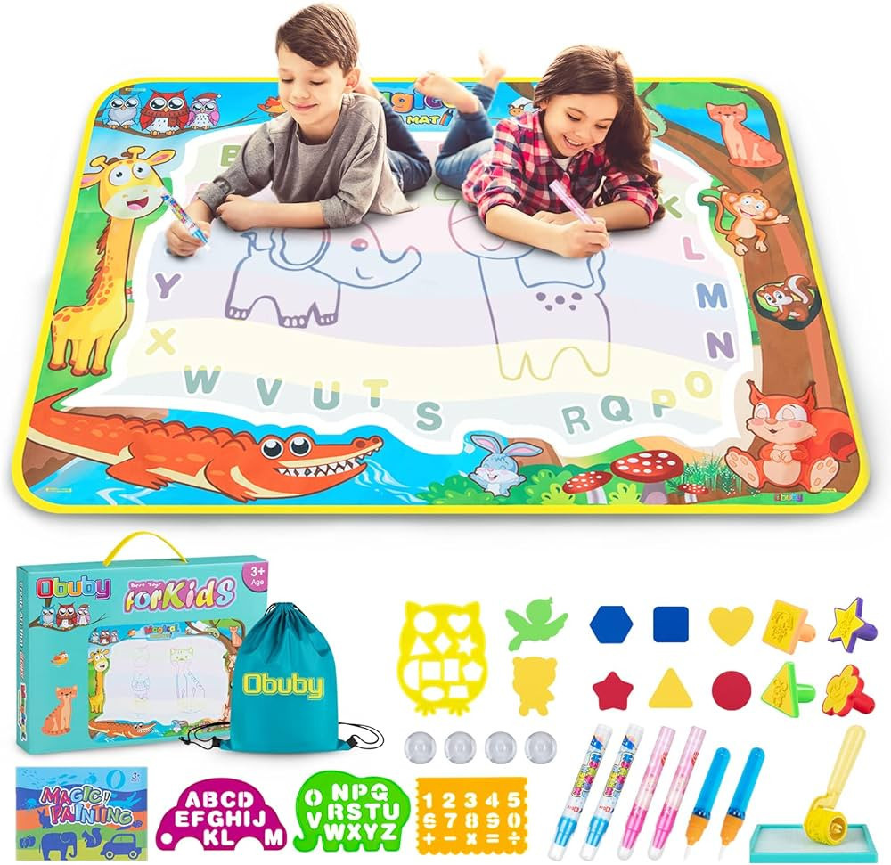 Obuby Water Drawing Mat Kids Doodle Mats Coloring Writing Board No Mess Toy for Kid Toddler Anima... | Amazon (US)