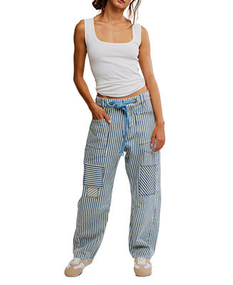 Women's Cotton Moxie Railroad-Stripe Patchwork Jeans | Macy's
