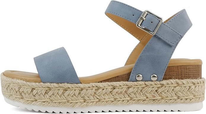 Soda CLIP ~ Women Open Toe Ankle Strap Platform Espadrille Sandal | Amazon (US)