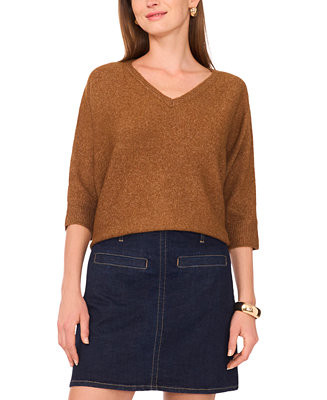 Women's Cozy V-Neck Dolman 3/4-Sleeve Sweater | Macy's