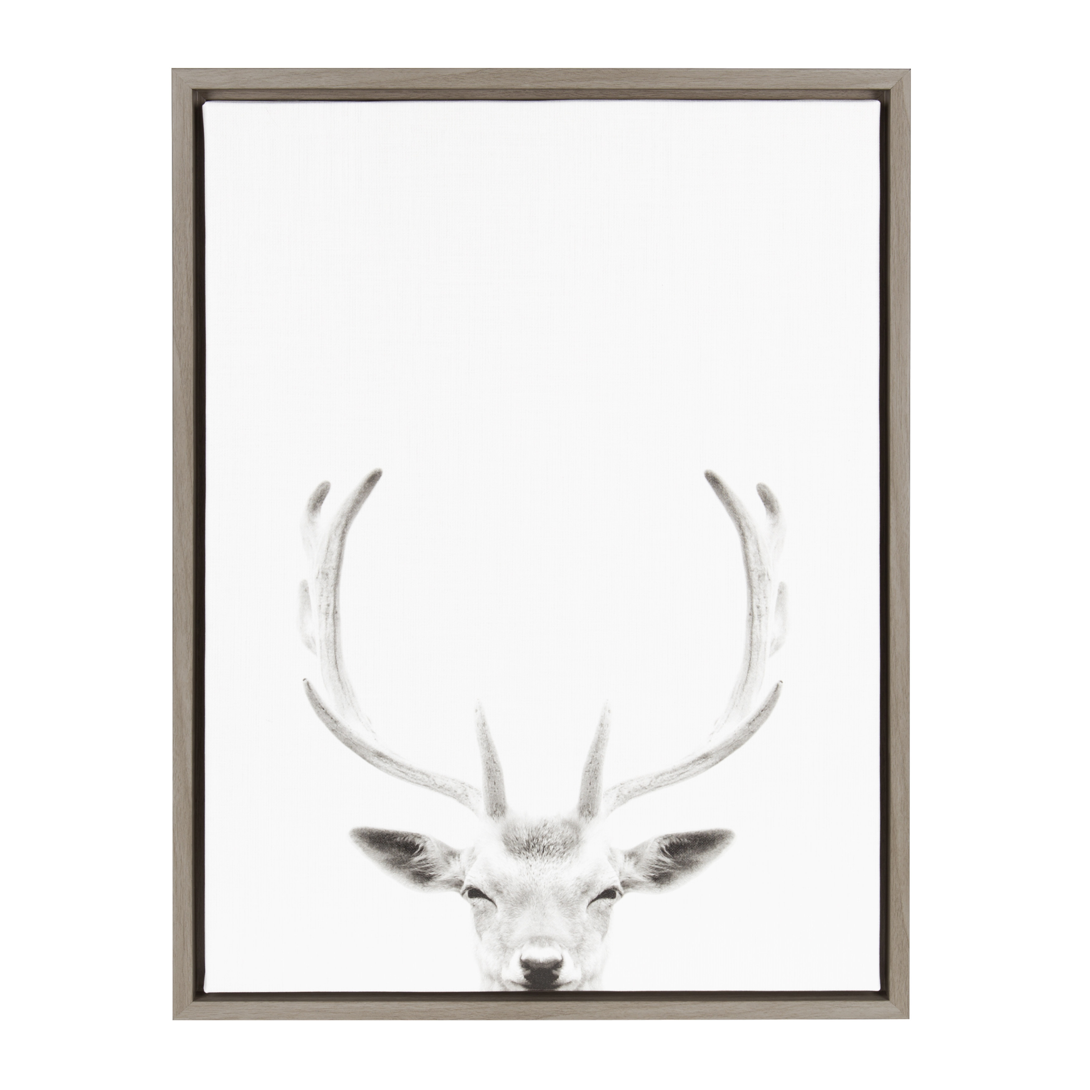 Kate and Laurel Sylvie Deer with Antlers Black and White Portrait Framed Canvas Wall Art by Simon... | Walmart (US)