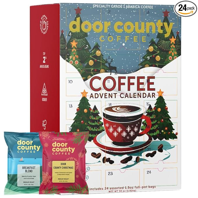 2025 Christmas Coffee Advent Calendar - 24 Full-Pot Bags of Flavored Ground Coffee | Amazon (US)