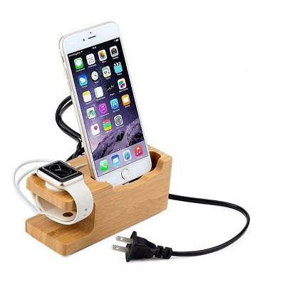 ZTECH wooden desktop USB charging station deck
