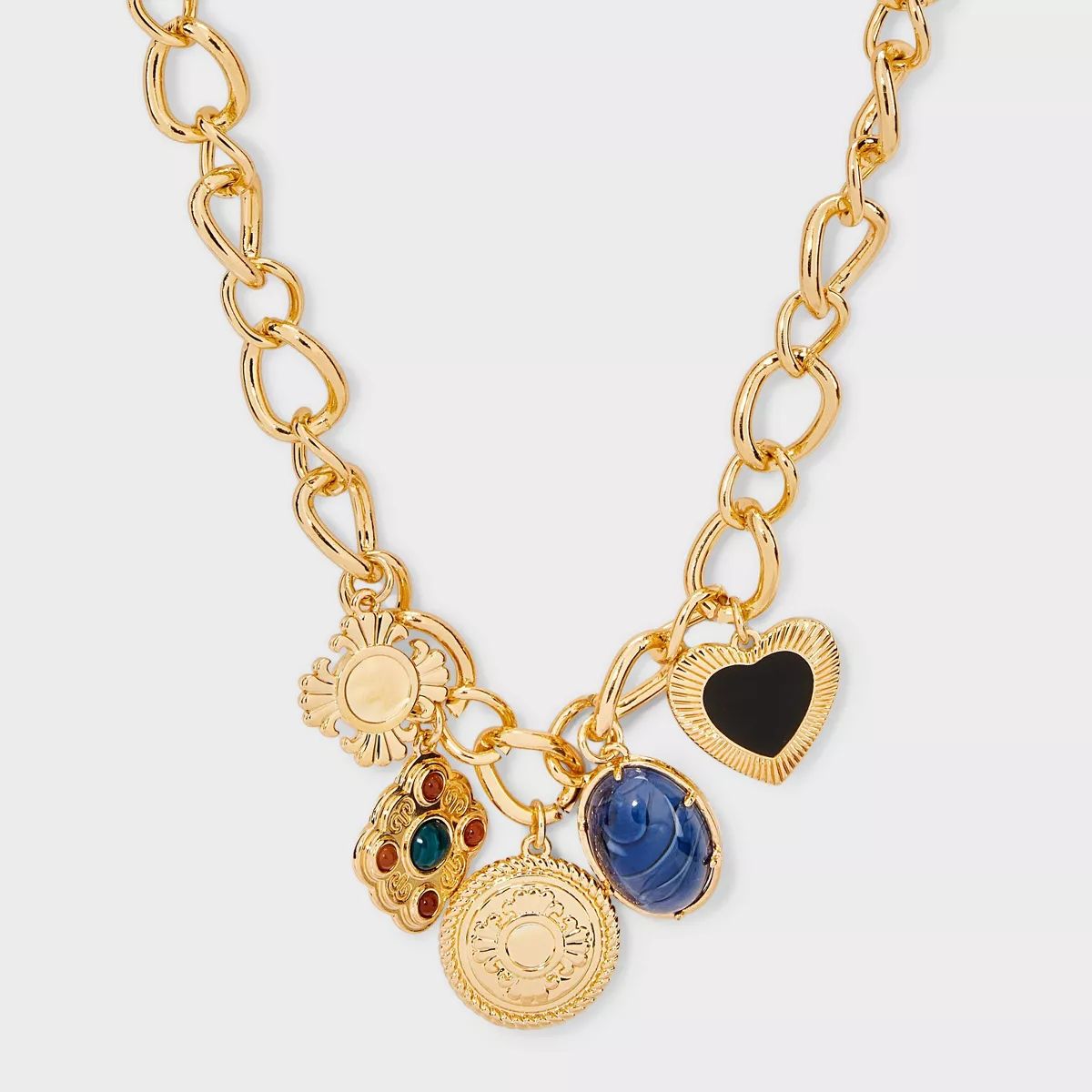 5 Multicolored Charm Necklace with Cubic Zirconia - A New Day™ Gold | Target