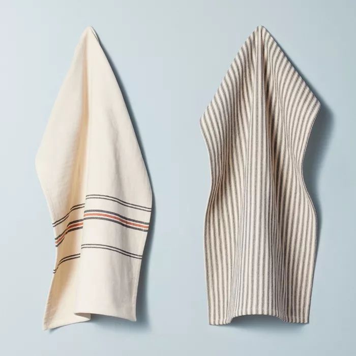 2pk Striped Kitchen Towel Set Natural/Railroad Gray - Hearth & Hand™ with Magnolia | Target