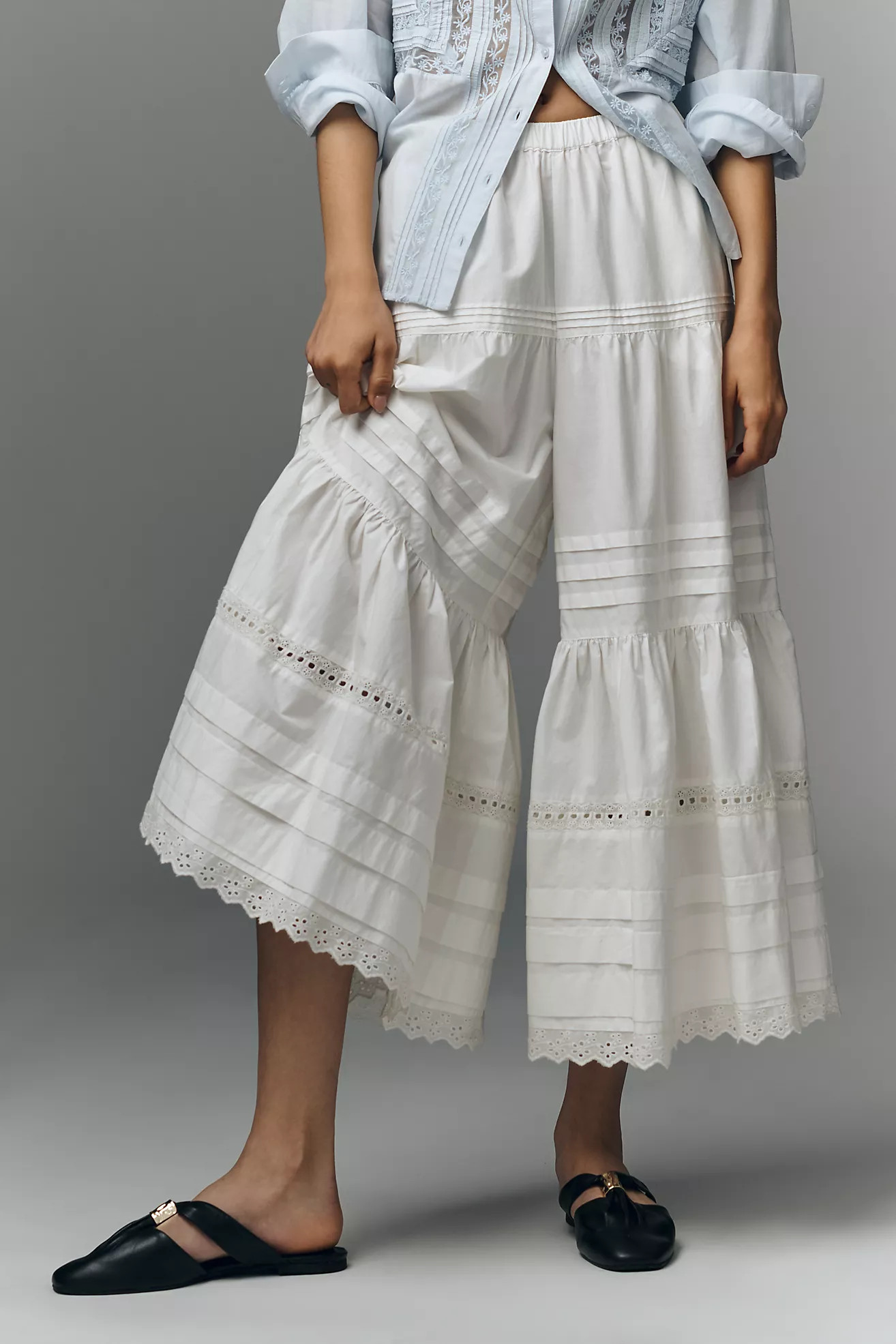 By Anthropologie Lace Petticoat Crop Wide-Leg Pants | Anthropologie (US)