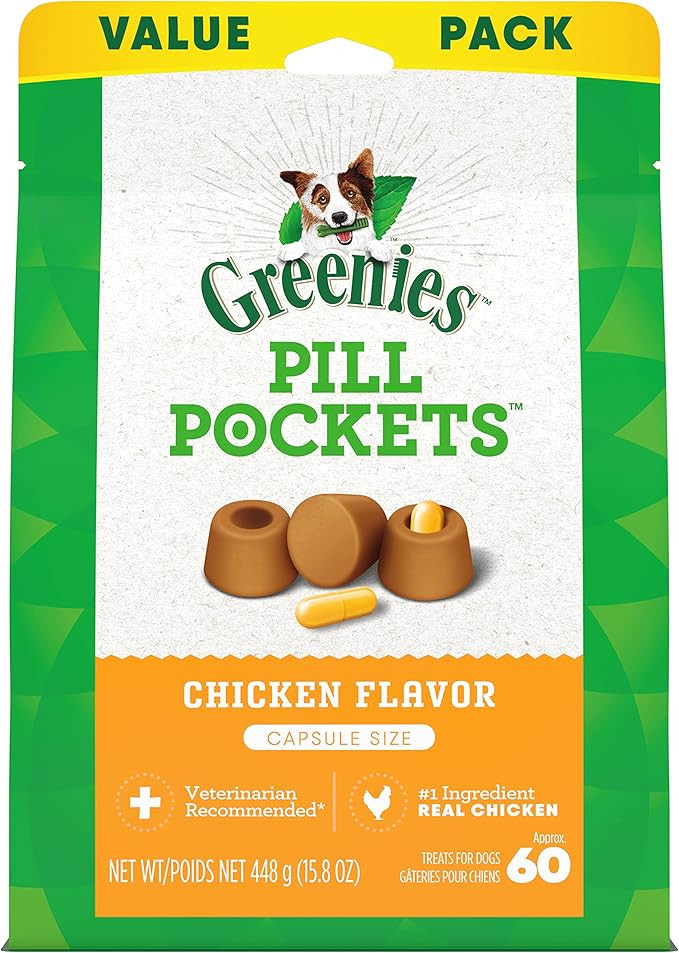 Amazon.com : GREENIES PILL POCKETS Soft Dog Treats, Chicken, Capsule 15.8-oz. 60-count pack : Pet... | Amazon (US)