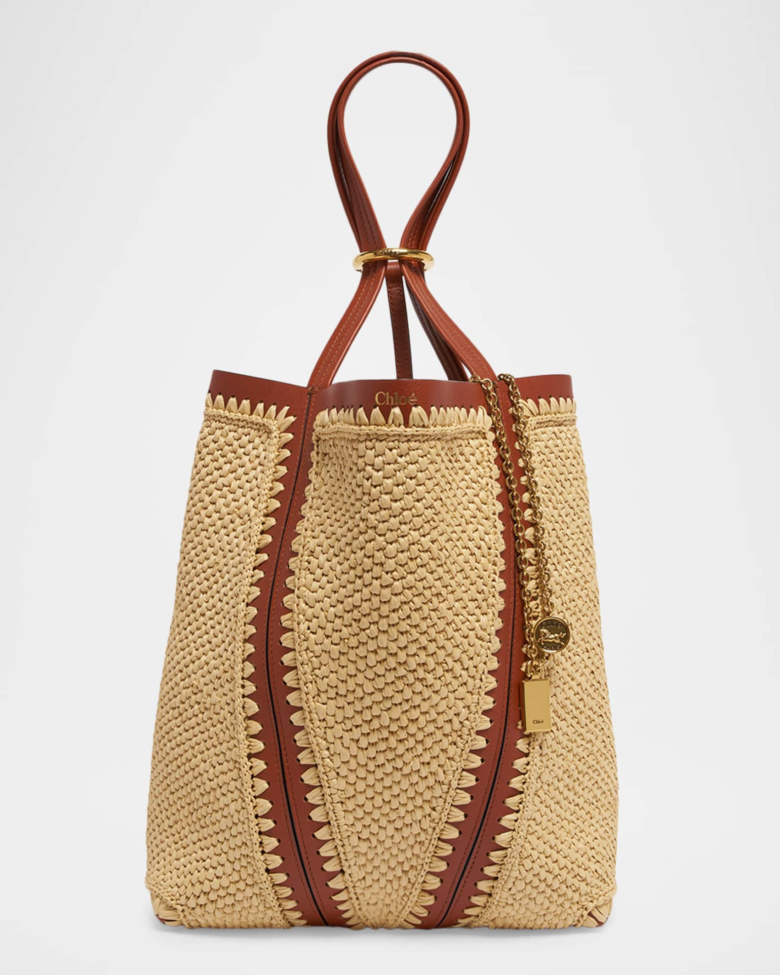 Spin Medium Tote Bag in Viscose Raffia | Neiman Marcus